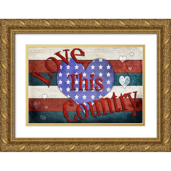 LightBoxJournal 14x11 Gold Ornate Wood Framed with Double Matting Museum Art Print Titled - American Freedom Collection 2