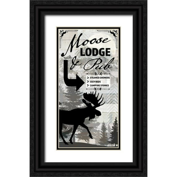 LightBoxJournal 14x24 Black Ornate Wood Framed with Double Matting Museum Art Print Titled - Blue Bear Lodge Sign 018
