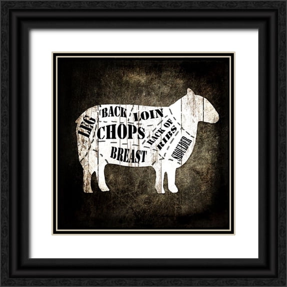LightBoxJournal 15x15 Black Ornate Wood Framed with Double Matting Museum Art Print Titled - Butcher Shop IV