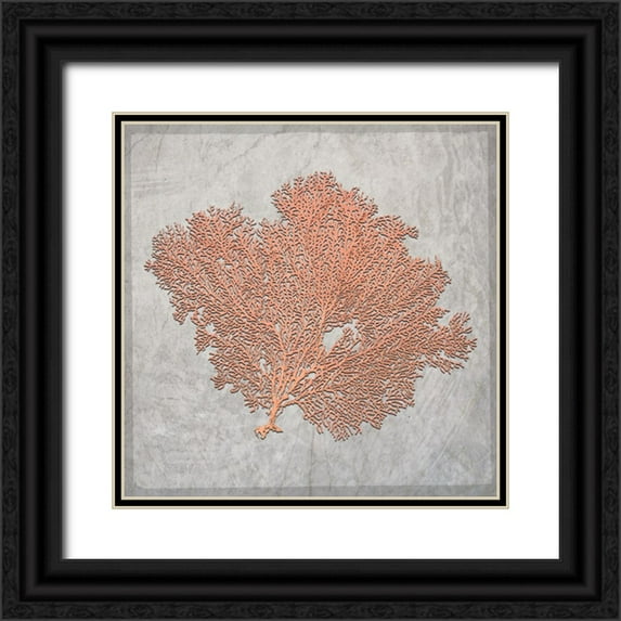 LightBoxJournal 15x15 Black Ornate Wood Framed with Double Matting Museum Art Print Titled - Decortive Sea Leaf 3