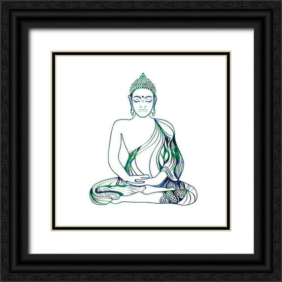 LightBoxJournal 15x15 Black Ornate Wood Framed with Double Matting Museum Art Print Titled - YogaSymbol V3