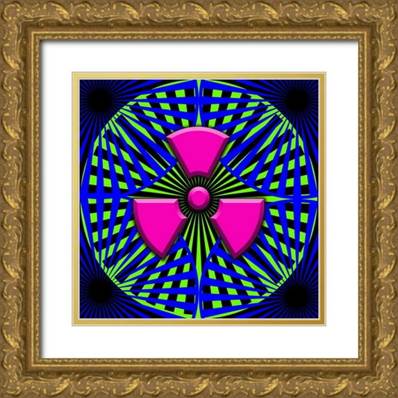 LightBoxJournal 15x15 Gold Ornate Wood Framed with Double Matting Museum Art Print Titled - Black Light Pattern