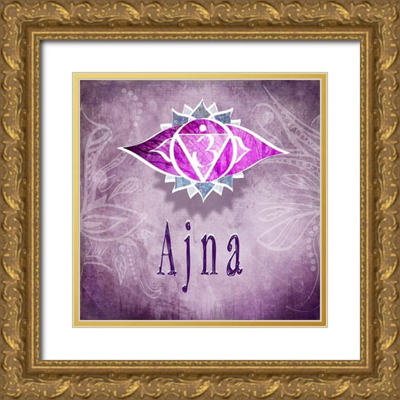 LightBoxJournal 15x15 Gold Ornate Wood Framed with Double Matting Museum Art Print Titled - ChakrasYoga_Ajna V3_