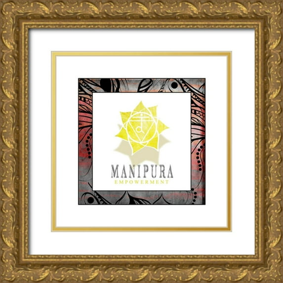 LightBoxJournal 15x15 Gold Ornate Wood Framed with Double Matting Museum Art Print Titled - ChakrasYogaFramed_Manipura V2