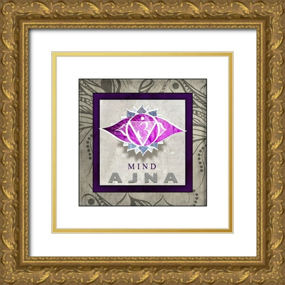 LightBoxJournal 15x15 Gold Ornate Wood Framed with Double Matting Museum Art Print Titled - ChakrasYogaTile AJNA V1