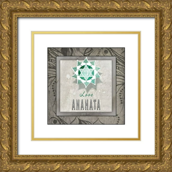 LightBoxJournal 15x15 Gold Ornate Wood Framed with Double Matting Museum Art Print Titled - ChakrasYogaTile_Anahata V3
