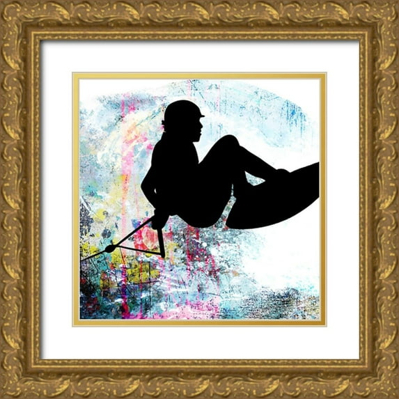 LightBoxJournal 15x15 Gold Ornate Wood Framed with Double Matting Museum Art Print Titled - Extreme Wakeboard 5