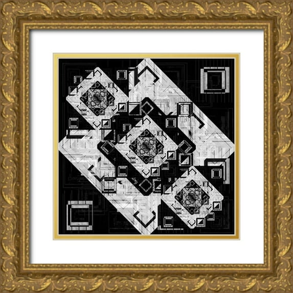LightBoxJournal 15x15 Gold Ornate Wood Framed with Double Matting Museum Art Print Titled - Geo Pattern 05