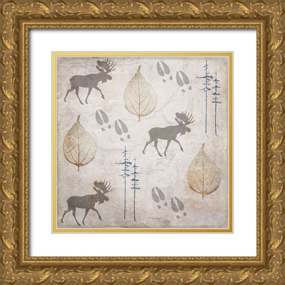 LightBoxJournal 15x15 Gold Ornate Wood Framed with Double Matting Museum Art Print Titled - Moose Lodge Pattern