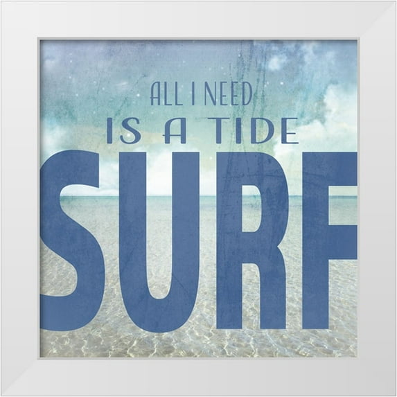 LightBoxJournal 15x15 White Modern Wood Framed Museum Art Print Titled - Signs_SeaLife_Typography_TideAndSurf