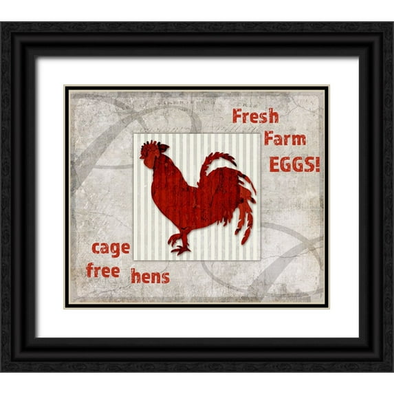 LightBoxJournal 17x15 Black Ornate Wood Framed with Double Matting Museum Art Print Titled - Decortive Pattern Farm Fresh Chicken