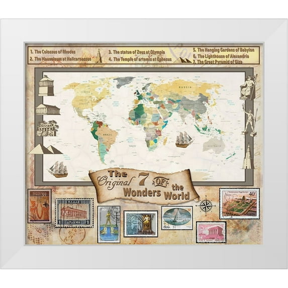 LightBoxJournal 17x15 White Modern Wood Framed Museum Art Print Titled - 7 Ancient Wonders 03