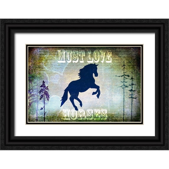 LightBoxJournal 18x13 Black Ornate Wood Framed with Double Matting Museum Art Print Titled - Country Horse II