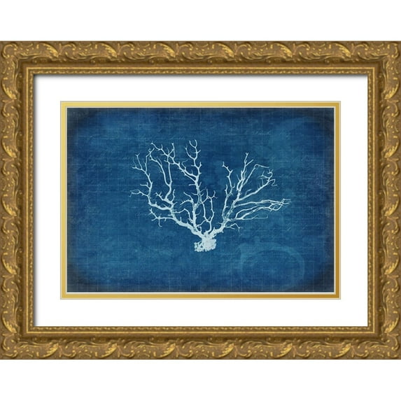 LightBoxJournal 18x14 Gold Ornate Wood Framed with Double Matting Museum Art Print Titled - Gypsy Blue Cyanotype V3