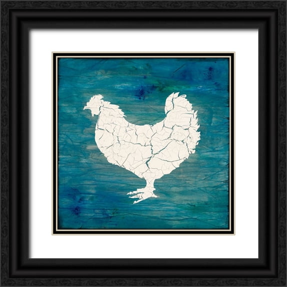 LightBoxJournal 20x20 Black Ornate Wood Framed with Double Matting Museum Art Print Titled - Farm Chicken