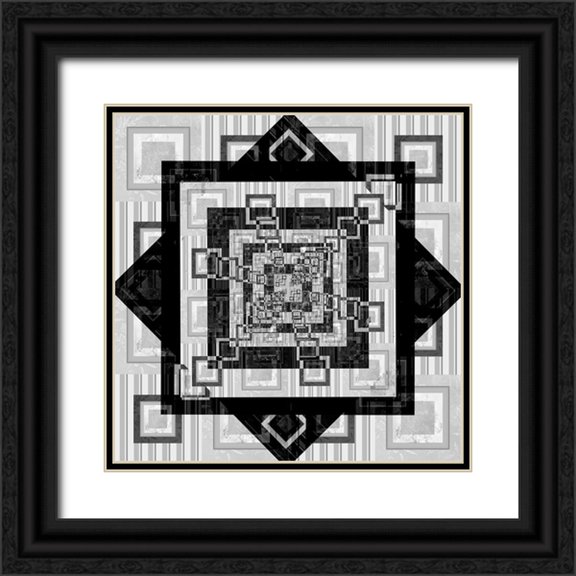 LightBoxJournal 20x20 Black Ornate Wood Framed with Double Matting Museum Art Print Titled - Geo Pattern 02