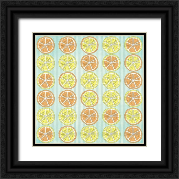 LightBoxJournal 20x20 Black Ornate Wood Framed with Double Matting Museum Art Print Titled - Summer time Lemon Pattern 2