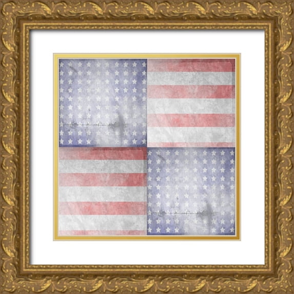 LightBoxJournal 20x20 Gold Ornate Wood Framed with Double Matting Museum Art Print Titled - American Born Free Sign Collection V12