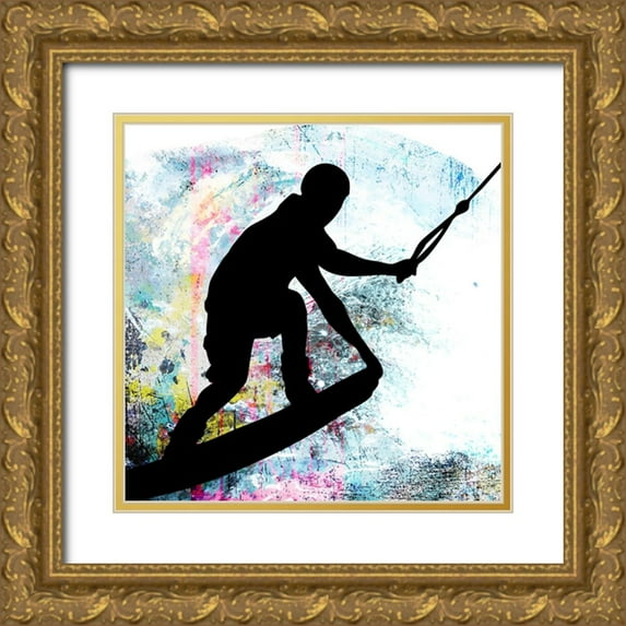 LightBoxJournal 20x20 Gold Ornate Wood Framed with Double Matting Museum Art Print Titled - Extreme Wakeboard 6