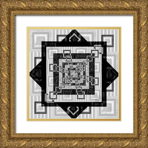 LightBoxJournal 20x20 Gold Ornate Wood Framed with Double Matting Museum Art Print Titled - Geo Pattern 02