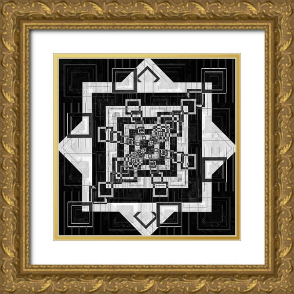 LightBoxJournal 20x20 Gold Ornate Wood Framed with Double Matting Museum Art Print Titled - Geo Pattern 04
