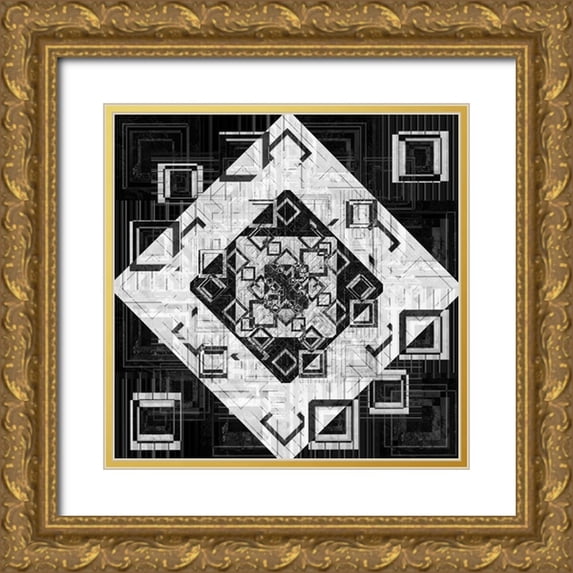 LightBoxJournal 20x20 Gold Ornate Wood Framed with Double Matting Museum Art Print Titled - Geo Pattern 06