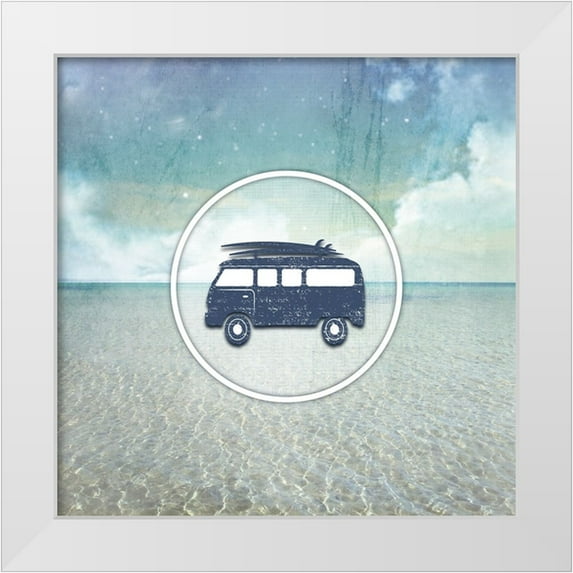 LightBoxJournal 20x20 White Modern Wood Framed Museum Art Print Titled - Signs_SeaLife_SurfBus2