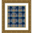 thumbnail image 1 of LightBoxJournal 20x23 Gold Ornate Wood Framed with Double Matting Museum Art Print Titled - Minimalist Blue Plaid Design 07, 1 of 4