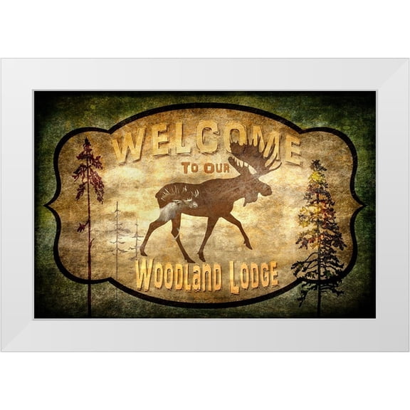 LightBoxJournal 24x17 White Modern Wood Framed Museum Art Print Titled - Welcome_Lodge Moose
