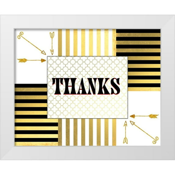 LightBoxJournal 24x20 White Modern Wood Framed Museum Art Print Titled - Black And Gold - Thank you 8