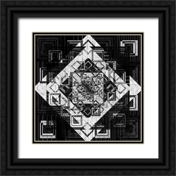 LightBoxJournal 26x26 Black Ornate Wood Framed with Double Matting Museum Art Print Titled - Geo Pattern 07