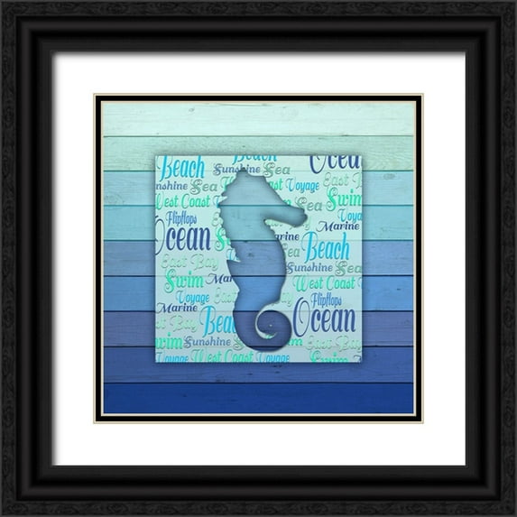 LightBoxJournal 26x26 Black Ornate Wood Framed with Double Matting Museum Art Print Titled - Gypsy Sea Blue V5 1