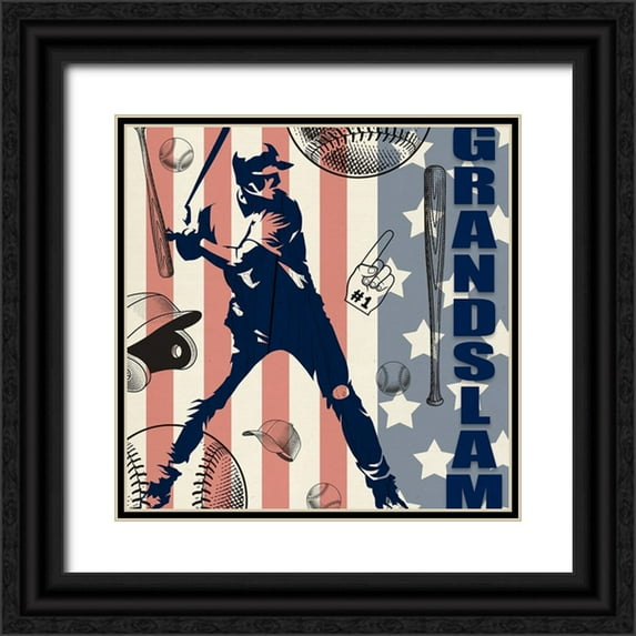 LightBoxJournal 26x26 Black Ornate Wood Framed with Double Matting Museum Art Print Titled - Vintage Baseball Sign 06