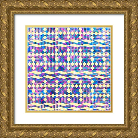 LightBoxJournal 26x26 Gold Ornate Wood Framed with Double Matting Museum Art Print Titled - BoHo Girl Pattern 06