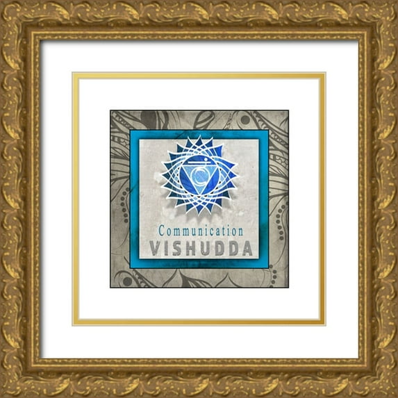LightBoxJournal 26x26 Gold Ornate Wood Framed with Double Matting Museum Art Print Titled - ChakrasYogaTile Vishudda V1