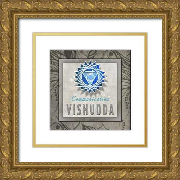 LightBoxJournal 26x26 Gold Ornate Wood Framed with Double Matting Museum Art Print Titled - ChakrasYogaTile Vishudda V3