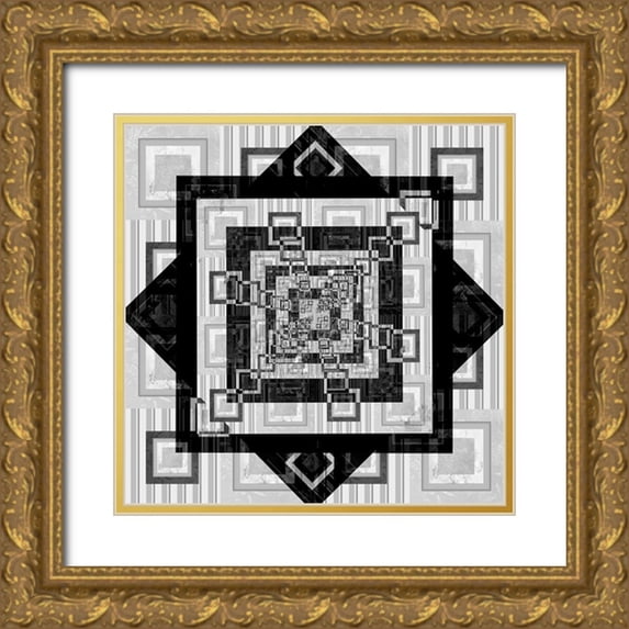 LightBoxJournal 26x26 Gold Ornate Wood Framed with Double Matting Museum Art Print Titled - Geo Pattern 02