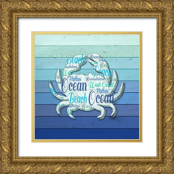 LightBoxJournal 26x26 Gold Ornate Wood Framed with Double Matting Museum Art Print Titled - Gypsy Sea Blue V2 3