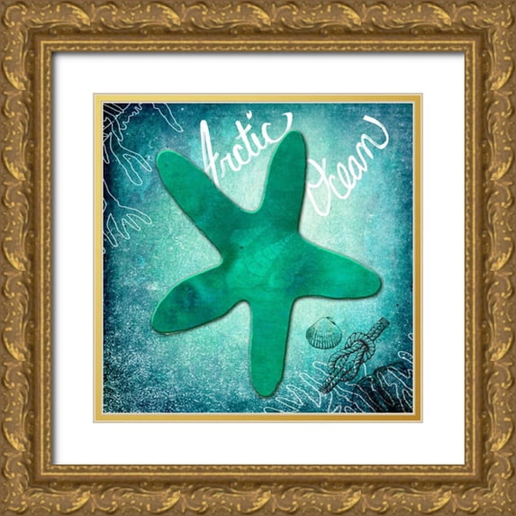 LightBoxJournal 26x26 Gold Ornate Wood Framed with Double Matting Museum Art Print Titled - Ocean Arctic Ocean