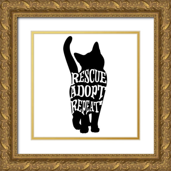 LightBoxJournal 26x26 Gold Ornate Wood Framed with Double Matting Museum Art Print Titled - RescueCat 08
