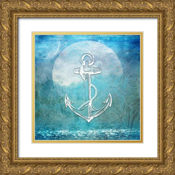 LightBoxJournal 26x26 Gold Ornate Wood Framed with Double Matting Museum Art Print Titled - Sailor Away_Anchor