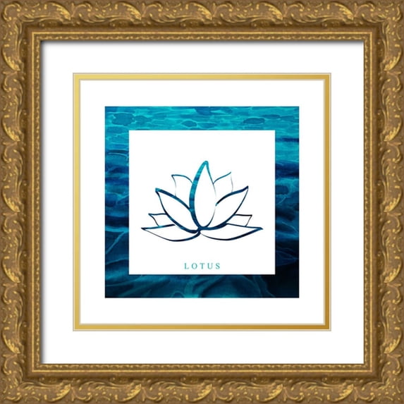 LightBoxJournal 26x26 Gold Ornate Wood Framed with Double Matting Museum Art Print Titled - Yoga V1 Lotus