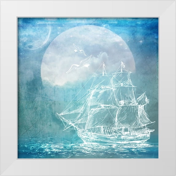 LightBoxJournal 26x26 White Modern Wood Framed Museum Art Print Titled - Sailor Away_Ship 1