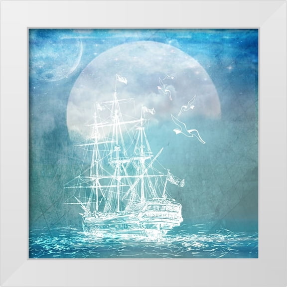 LightBoxJournal 26x26 White Modern Wood Framed Museum Art Print Titled - Sailor Away_Ship 2