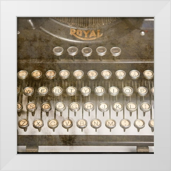 LightBoxJournal 26x26 White Modern Wood Framed Museum Art Print Titled - Typewriter 02 Royal keys 2
