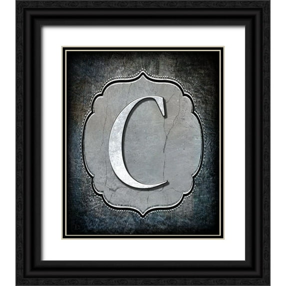 LightBoxJournal 26x30 Black Ornate Wood Framed with Double Matting Museum Art Print Titled - Letter C