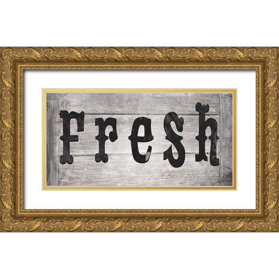 LightBoxJournal 32x18 Gold Ornate Wood Framed with Double Matting Museum Art Print Titled - FarmFreshFarmSign V3