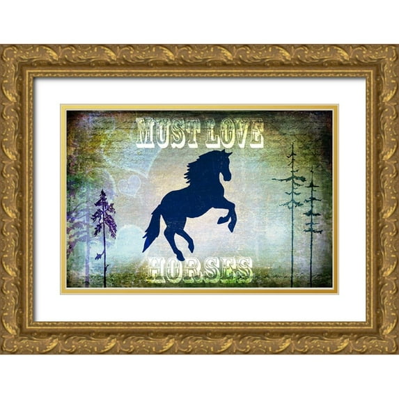 LightBoxJournal 32x23 Gold Ornate Wood Framed with Double Matting Museum Art Print Titled - Country Horse II