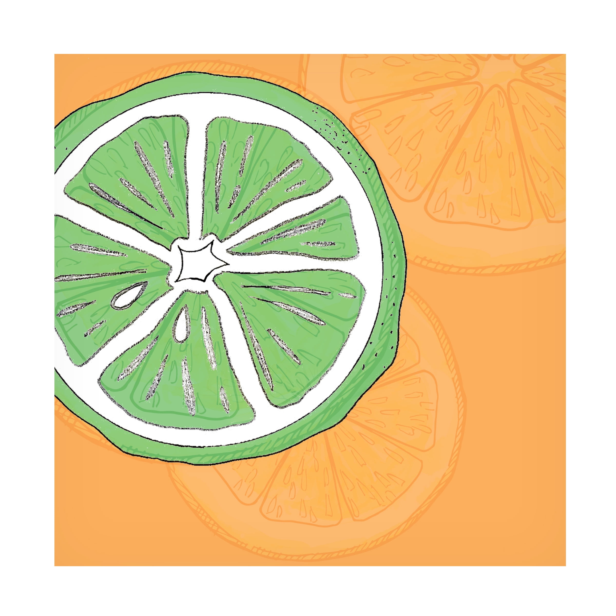 Summer Time Citrus Fun Green and Orange Canvas Art