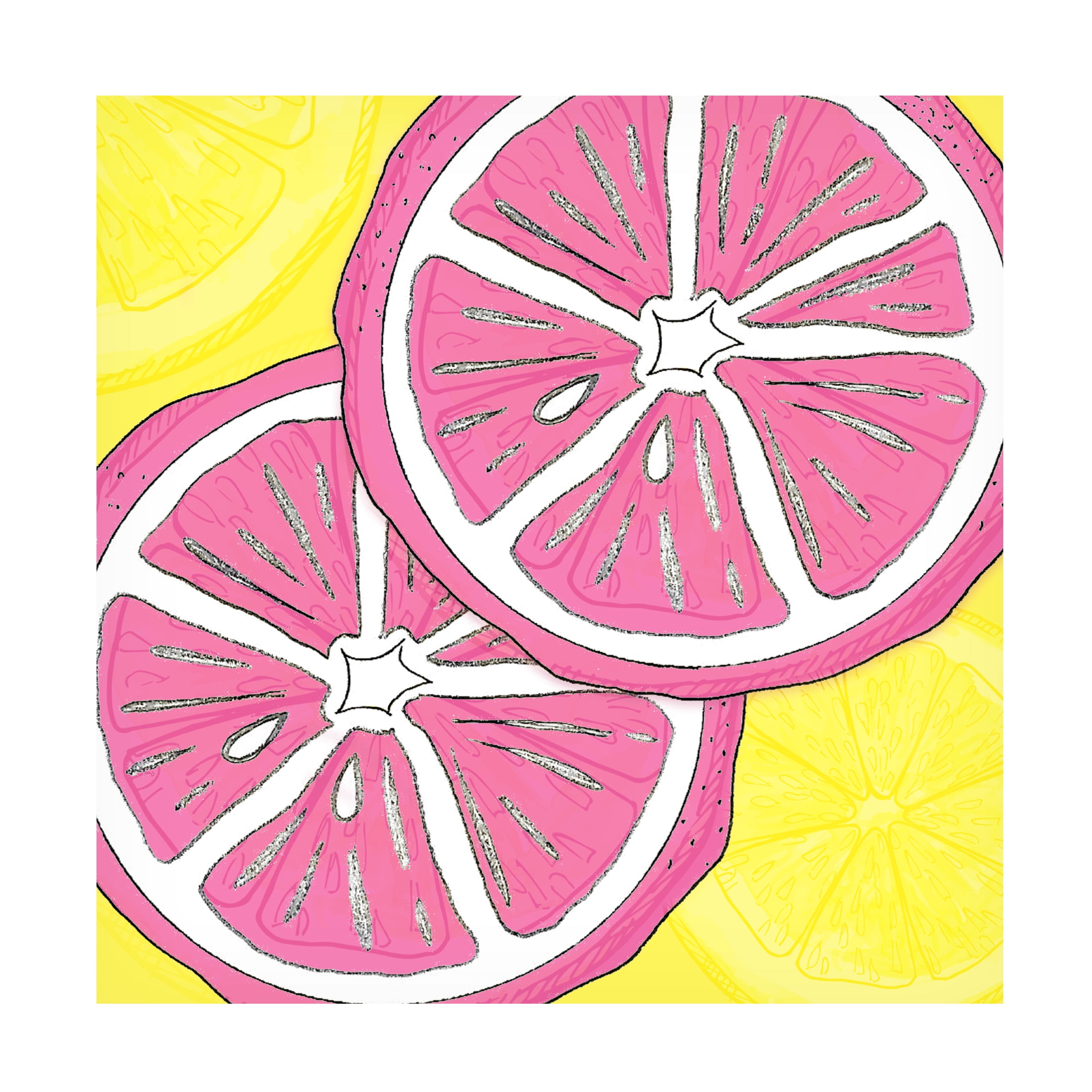 Summer Time Citrus Fun Pink and Yellow Canvas Art